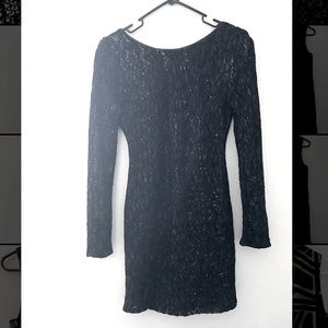 Long sleeved sequin black dress